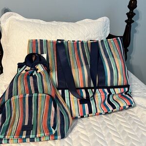 Vera Bradley Colorful Striped Beach bag and Backpack Set